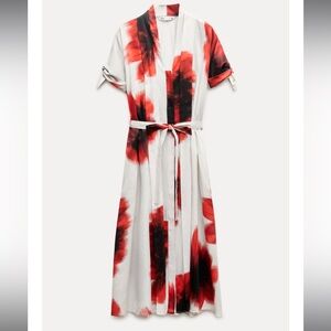 NWT Zara Printed Shirt Dress ZW Collection in Multicolored | Size M